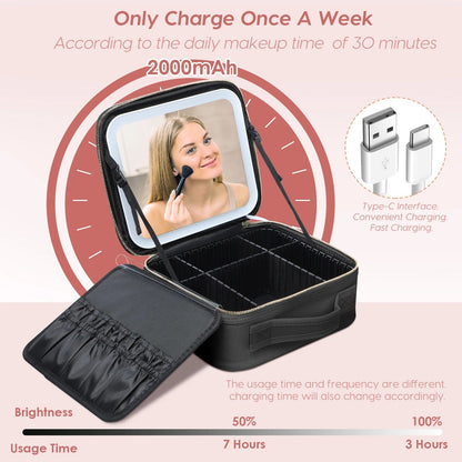 Spark Shine™ - On The Go LED Mirror Makeup Case -