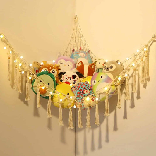 Cuddle Cloud - Stuffed Toy Storage Hammock With LED Lights