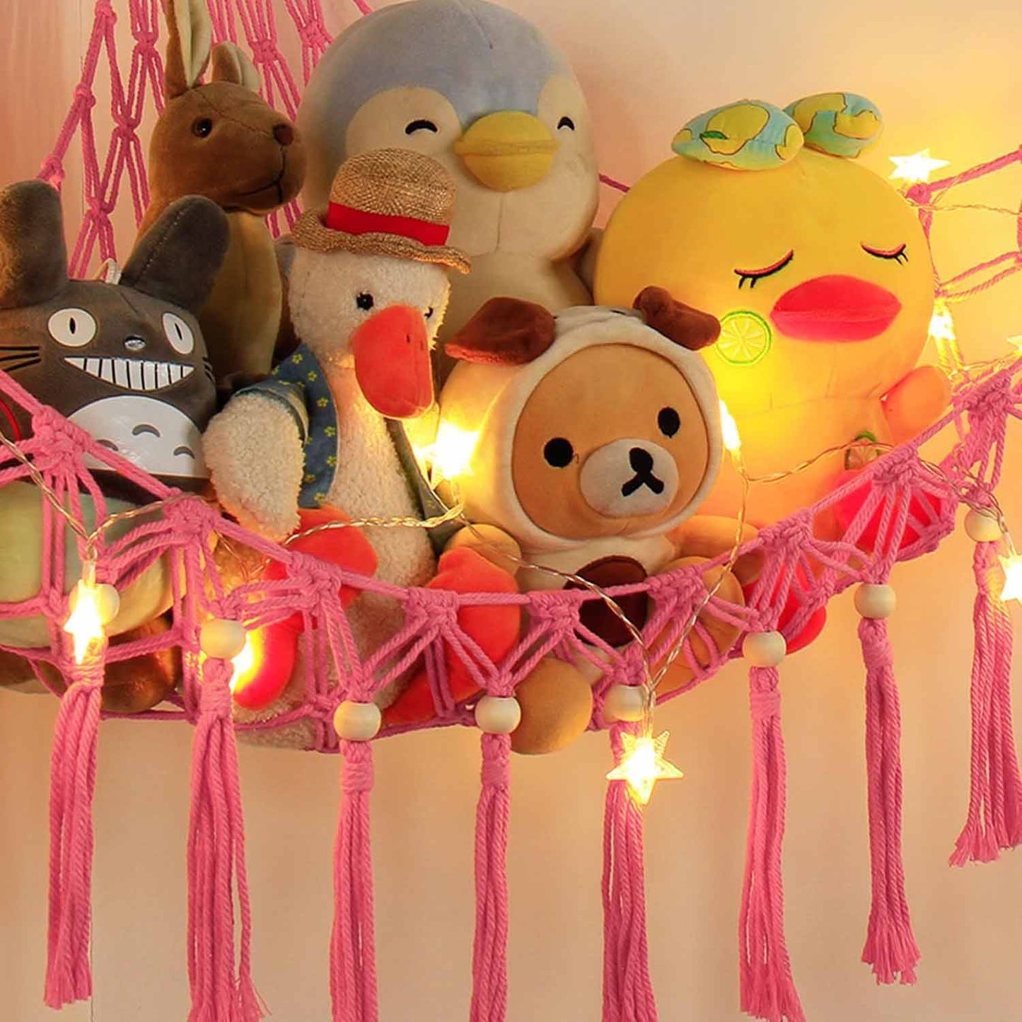 Cuddle Cloud - Stuffed Toy Storage Hammock With LED Lights